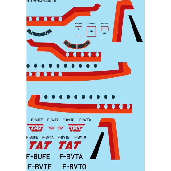 26decals 72-43 1/72 Tat Red Fokker F-27 Decal For Aircraft