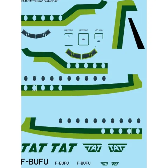 26decals 72-45 1/72 Tat Green Fokker F-27 Decal For Aircraft