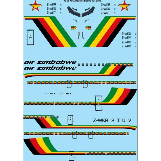 26decals 72-56 1/72 Air Zimbabwe Boeing 707-330b Laser Decal For Aircraft