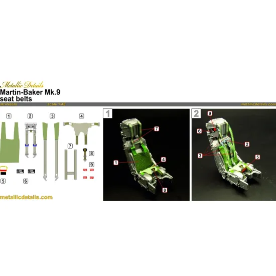 Metallic Details Mdp48040 1/48 3d Seatbelt Decals For Martin-baker Mk 9 Ejection Seat Set For 2 Seats Sepecat Jaguar Buccaneer Hawk Mirage F1 Canberra Cold War Jets