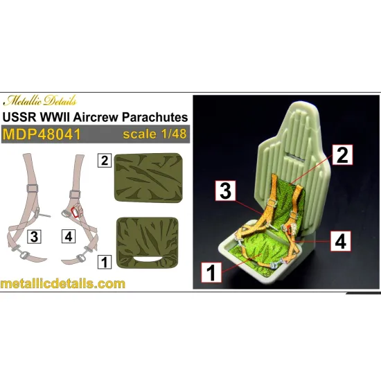 Metallic Details Mdp48041 1/48 Ussr Wwii Aircrew Parachutes Set For 2 Seats