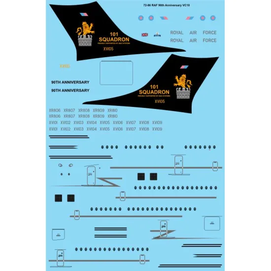 26decals 72-86 1/72 Raf 90th Anniversary Vc10 Decal For Aircraft