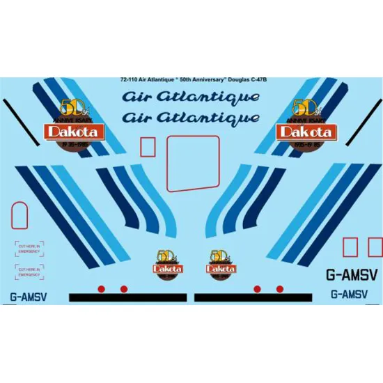 26decals 72-110 1/72 Decal Air Atlantique 50th Anniversary Douglas Dc-3