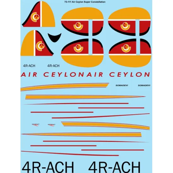 26decals 72-111 1/72 Decal Air Ceylon Super Constellation