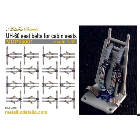 Metallic Details Mdp35001 1/35 3d Cabin Seatbelt Decals For Uh-60 Black Hawk Set For 15 Seats