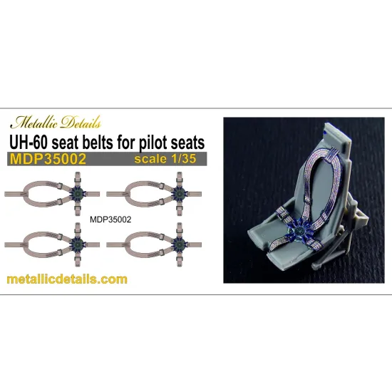 Metallic Details Mdp35002 1/35 3d Pilot Seatbelt Decals For Uh-60 Black Hawk Set For 4 Seats