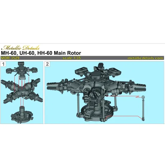 Metallic Details Mdr3529 1/35 Mh-60 Uh-60 Hh-60 Main Rotor 3d Printed Detail Set