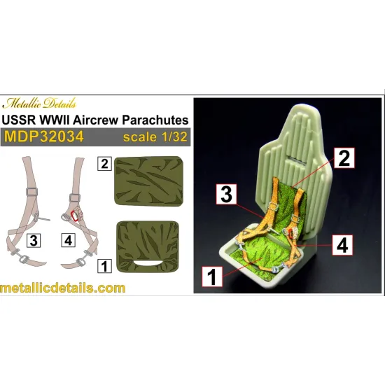 Metallic Details Mdp32034 1/32 Ussr Wwii Aircrew Parachutes Set For 2 Seats