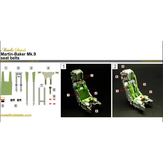 Metallic Details Mdr3262 1/32 Martin-baker Mk 9 Ejection Seats 3d Printed Detail Set For 2 Seats