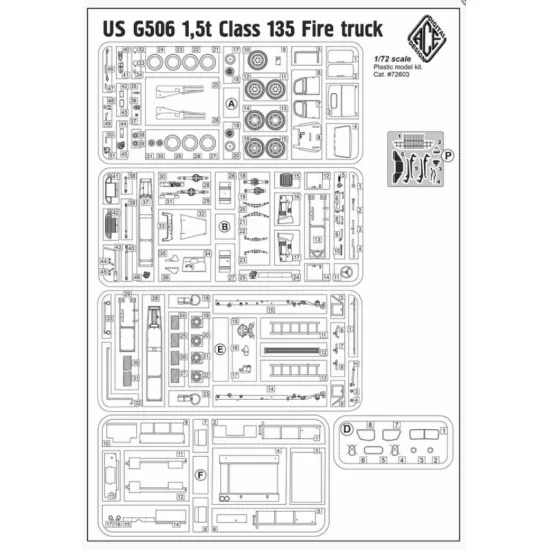 Ace 72603 1/72 Us G506 Class 135 Fire Truck Plastic Model Kit