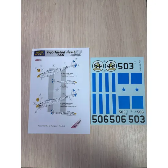 Lf Models C32111 1/32 P-38l Fah Two Tailed Devil Decal For Trumpeter, Revell