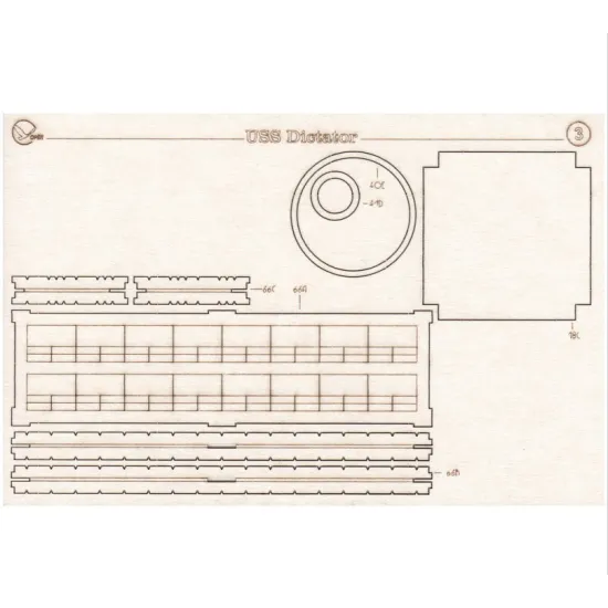 Orel393/2 1/200 Laser cutting for paper model USS Dісtator