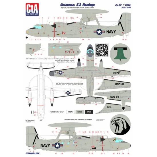 Cta Models 080 1/48 Decal For Grumman E-2 Hawkeye