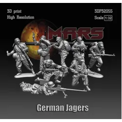 Mars Figures 3dp32055 1/32 German Jagers Ww2 8 Figures 3d Printed Resin