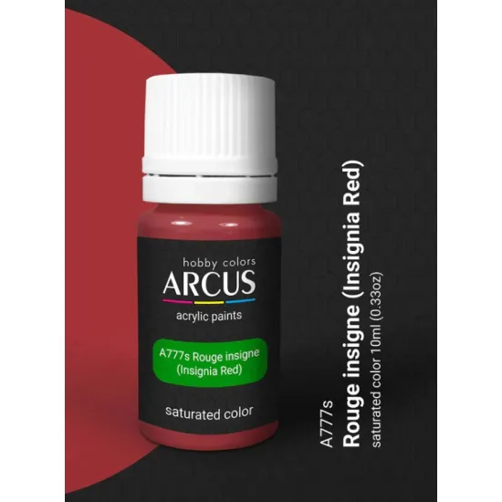 Arcus A777 Acrylic Paint Rouge Insigne Insignia Red Saturated Color 10ml