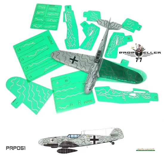 77propeller Prp051 1/48 Bf 109g-6 Wilde Sau Camuflage Stencils Gerhard Pilz 1./Jg 300 For Eduard Kit