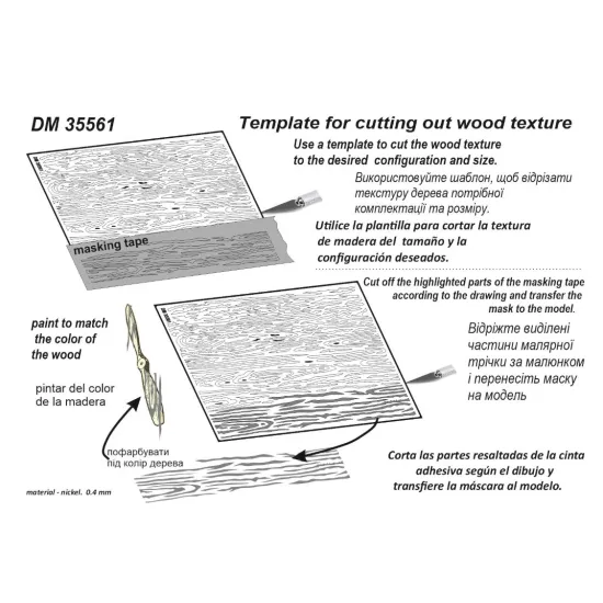 Dan Models 35561 1/35 Template For Cutting Out Wood Texture 92/65mm Material-alpaka 0/4mm Nickel