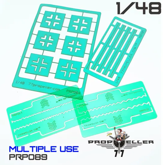 77propeller Prp089 1/48 Luftwaffe Balkenkreuze Late And Wing Walkway Stencils And 2x Leading Edge Wavelet Template