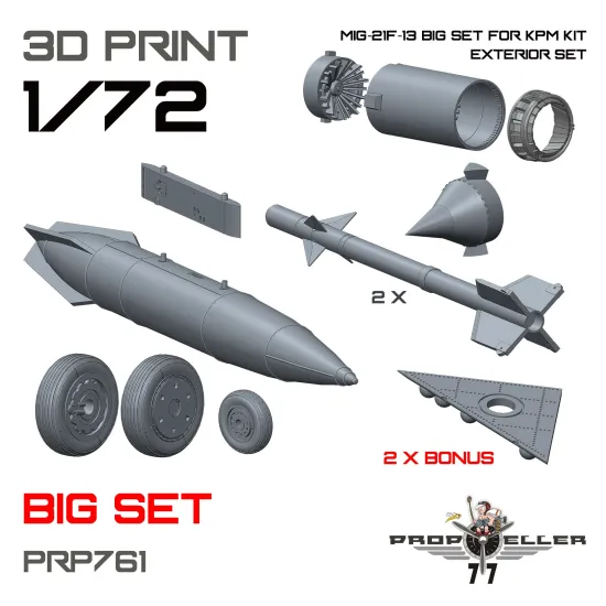 77propeller Prp761 1/72 1/72 1/72 Mig-21f-13 Big Set For Kpm Kit Exterior Set