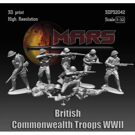 Mars Figures 3dp32042 1/32 British Commonwealth Troops Ww2 Resin Kit