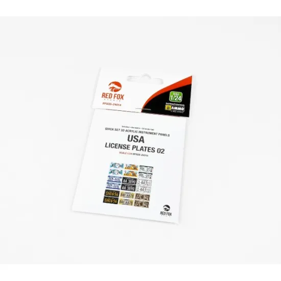 Red Fox Qs-24014 1/24 Usa License Plates 02 3d Colored Resin Dashboard