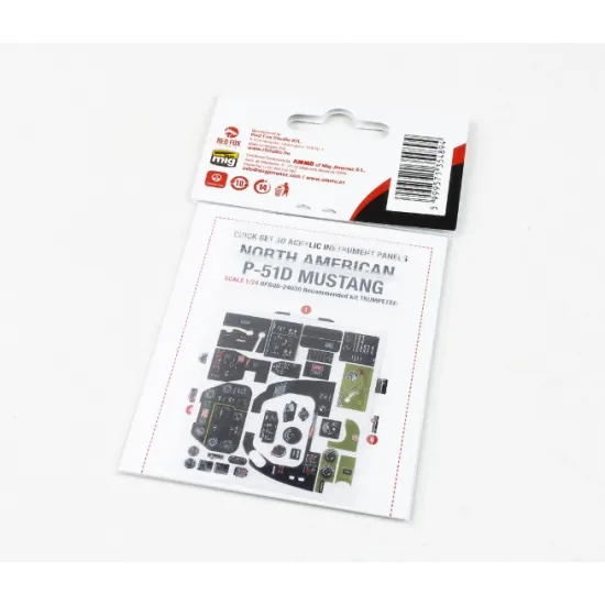 Red Fox Qs-24030 1/24 North American P-51d Mustang 3d Acrylic Instrument Panels