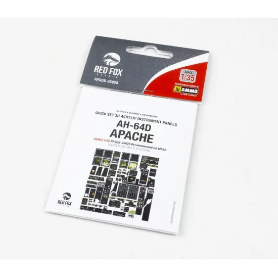 Red Fox Qs-35028 1/35 Ah-64d Apache 3d Acrylic Instrument Panels For Meng