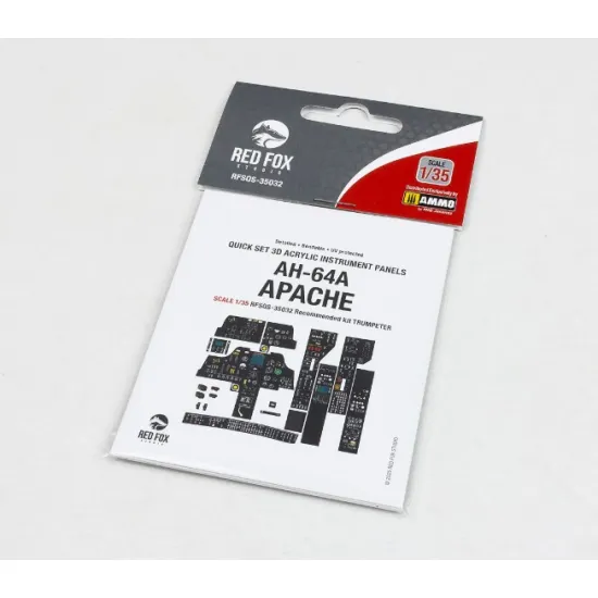 Red Fox Qs-35032 1/35 Ah-64a Apache 3d Acrylic Instrument Panels For Trumpeter