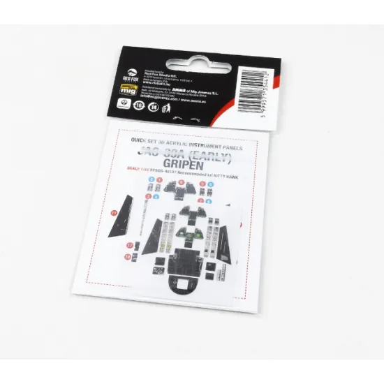 Red Fox Qs-48187 1/48 Jas-39a Gripen Early 3d Acrylic Instrument Panels For Kitty Hawk