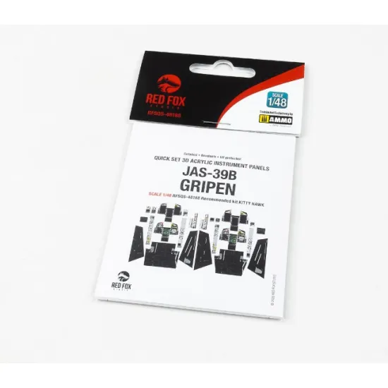 Red Fox Qs-48188 1/48 Jas-39b Gripen 3d Acrylic Instrument Panels For Kitty Hawk