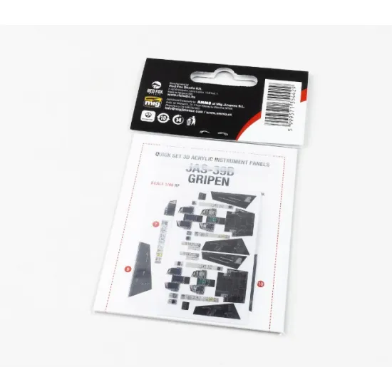 Red Fox Qs-48188 1/48 Jas-39b Gripen 3d Acrylic Instrument Panels For Kitty Hawk