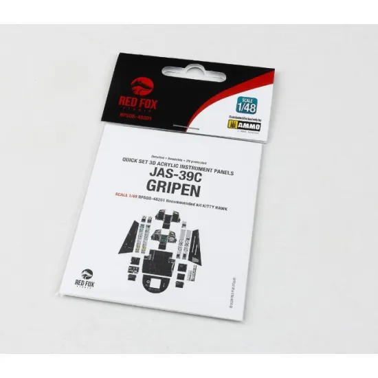 Red Fox Qs-48201 1/48 Jas-39c Gripen 3d Acrylic Instrument Panels For Kitty Hawk