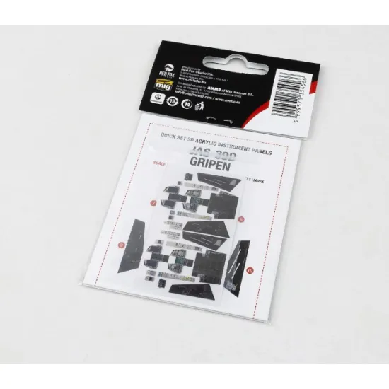 Red Fox Qs-48202 1/48 Jas-39d Gripen 3d Acrylic Instrument Panels For Kitty Hawk