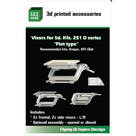 Sbs-3d044 1/35 Sd Kfz 251 D Series Visors Flat Type 3d Printed Resin