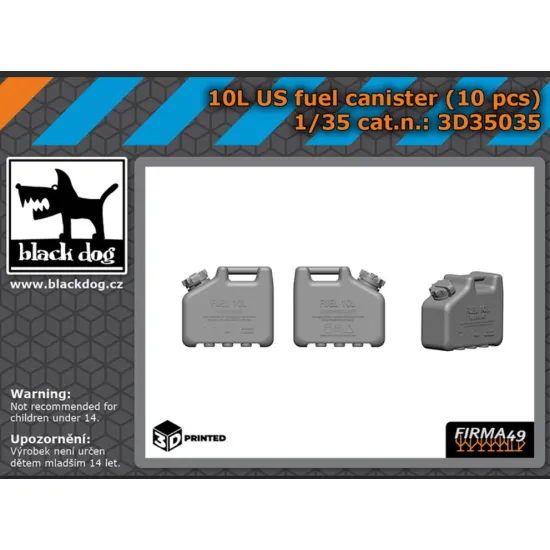 Black Dog 3d35035 1/35 10l Us Fuel Canister 10 Pcs 3d Printed