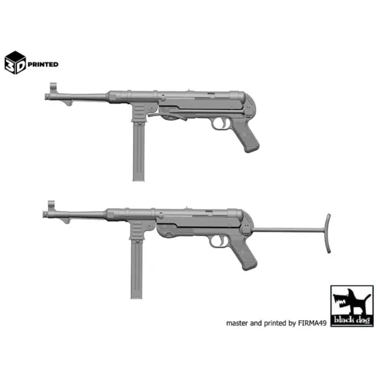 Black Dog 3d16018 1/16 Mp-40 2 Pcs 3d Printed