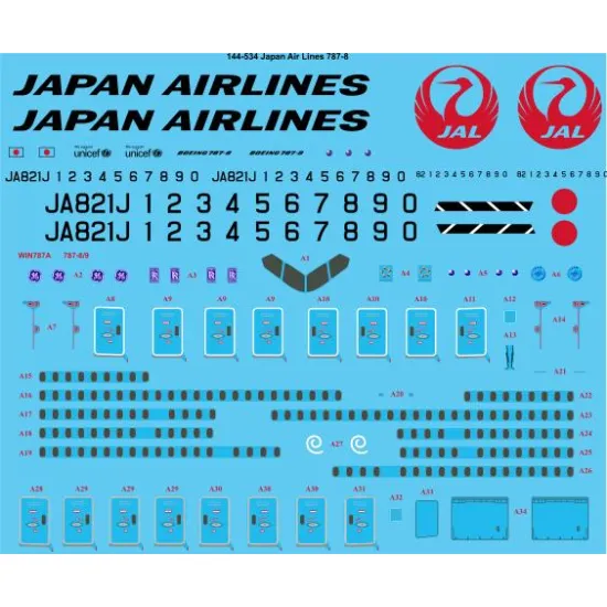 26decals 144-534 1/144 Jal Boeing 787-846 Laser Decal