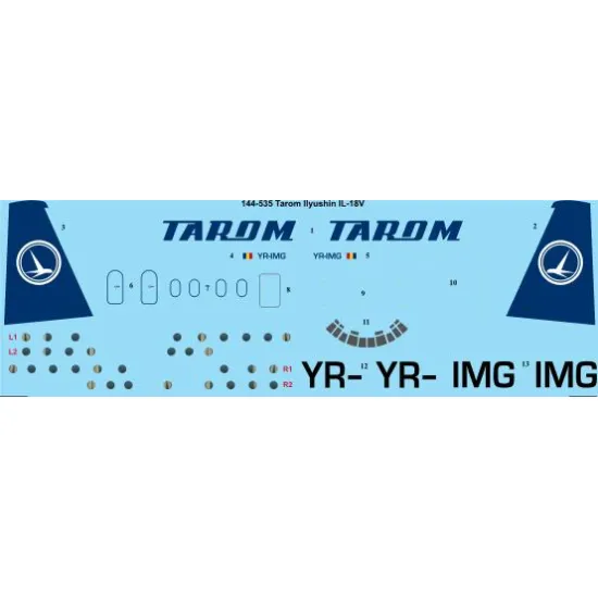 26decals 144-535 1/144 Tarom Late Ilyushin Il-18v Laser Decal