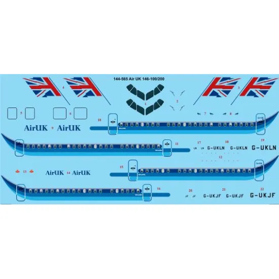 26decals 144-565 1/144 Air Uk Bae 146-100/200 Laser Decal