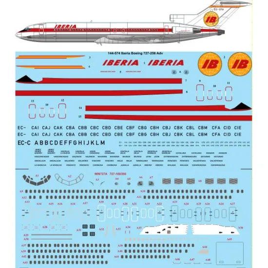 26decals 144-574 1/144 Iberia Delivery Boeing 727-256 Laser Decal