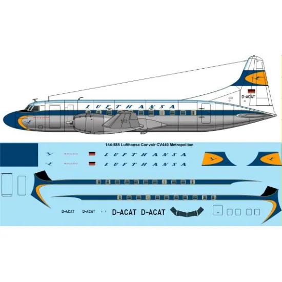 26decals 144-585 1/144 Lufthansa Convair Cv440 Laser Decal