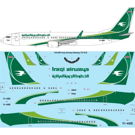 26decals 144-605 1/144 Iraqi Airways 2013 Boeing 737-800 Laser Decal