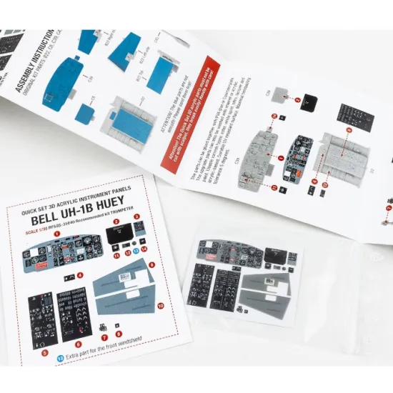 Red Fox Qs-35040 1/35 Bell Uh-1b Huey 3d Acrylic Instrument Panels