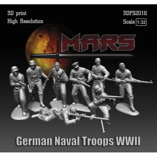 Mars Figures 3dp32016 1/32 German Naval Troops Wwll 3d Print High Resolution