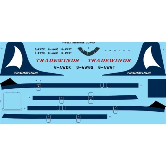26decals 144-652 1/144 Tradewinds Canadair Cl-44d-4 Laser Decal