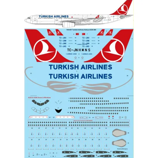 26decals 144-657 1/144 Turkish Airlines Airbus A330-300 Laser Decal