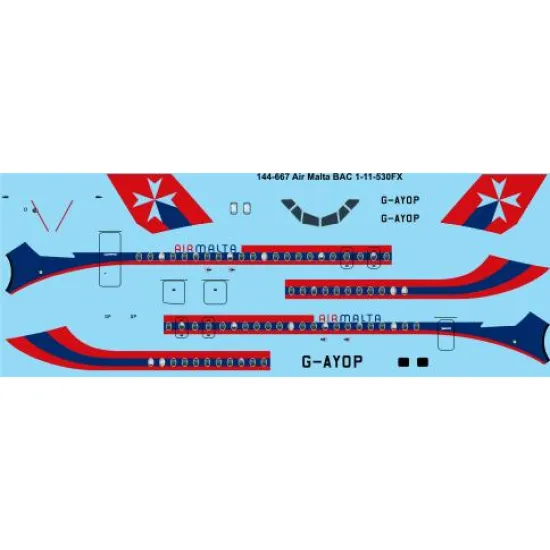 26decals 144-667 1/144 Air Malta Bac 1-11-500 Laser Decal