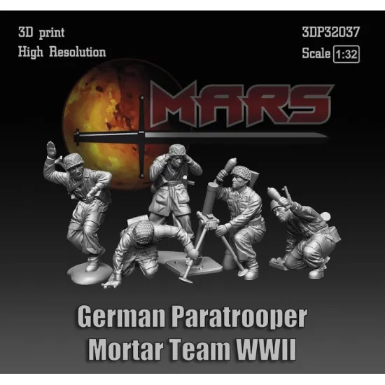 Mars Figures 3dp32037 1/32 German Paratrooper Mortar Team Wwll 3d Print High Resolution