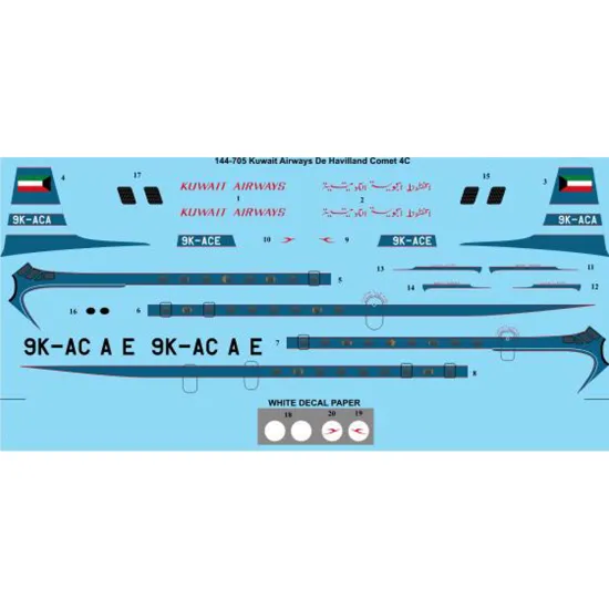 26decals 144-705 1/144 Kuwait Airways De Havilland Comet 4c Laser Decal