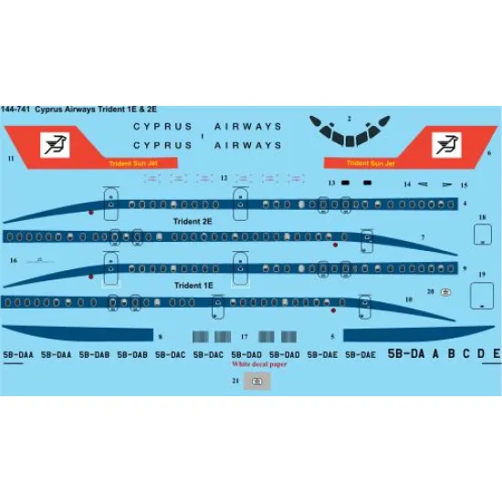26decals 144-741 1/144 Cyprus Airways Late Hs Trident 1e Laser Decal
